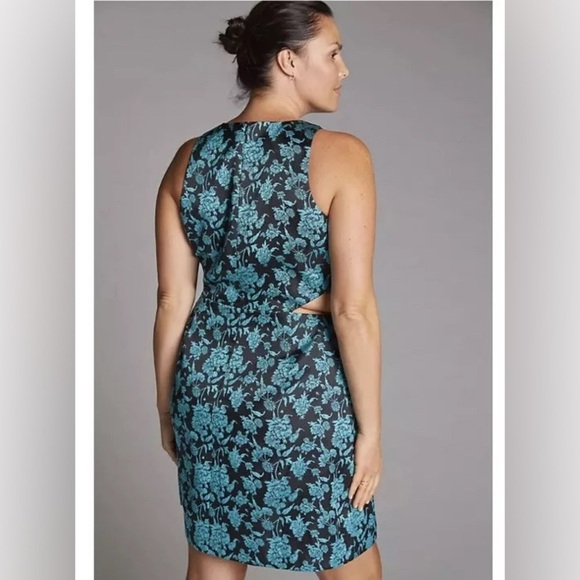 Anthropologie Hutch Floral Jacquard Cut-Out Mini Dress Size 14 - Picture 4 of 12